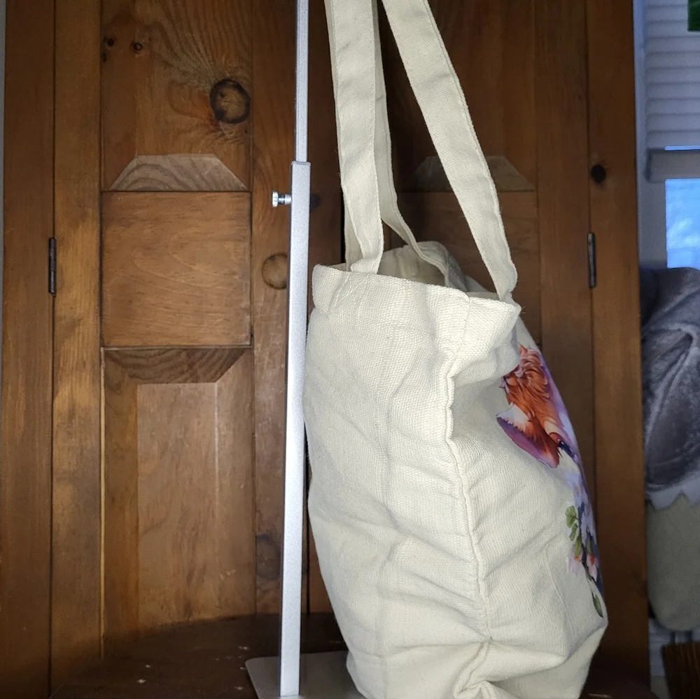 Canvas Tote Bag with Cow and Floral Design - Picture 9 of 13